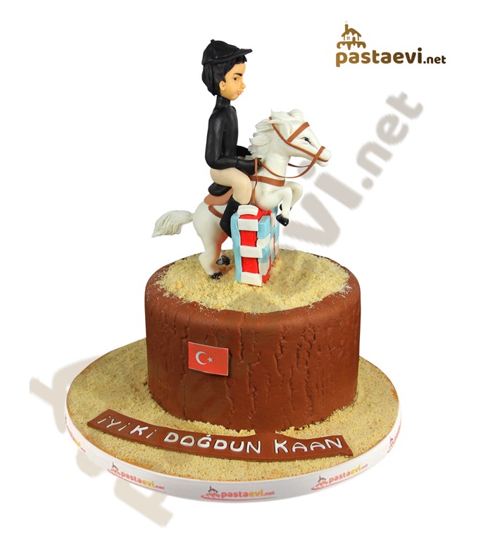 jokey pasta, at konsepli pasta, binici pastası, hourse cake